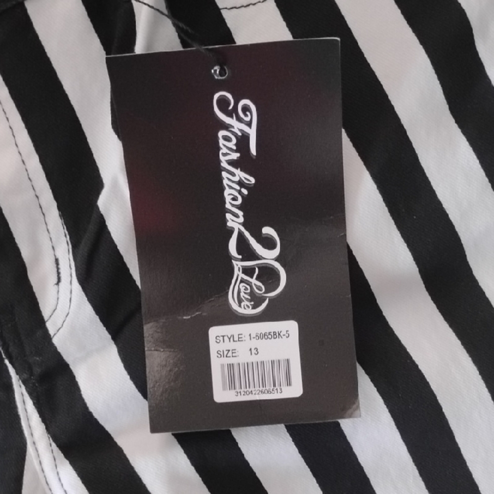 Chic Striped Women's Jeans Sz 13 - Picture 4 of 6